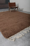 Solid Brown Moroccan Rug 7.1 X 9 Feet - Handmade Wool Carpet