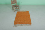 Small Moroccan Rug - Bright Orange Handmade Berber | 2.1 x 3.4 ft