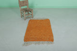 Small Moroccan Rug - Bright Orange Handmade Berber | 2.1 x 3.4 ft