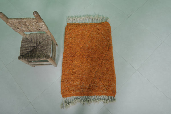Small Moroccan rug - Bright orange handmade berber | 2.1 x 3.4 ft