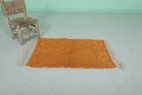 Small Moroccan Rug - Bright Orange Handmade Berber | 2.1 x 3.4 ft