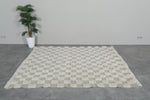 5.9 X 7.5 FT Moroccan Checkered Rug - Beige and Ivory Wool Rug