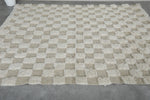 5.9 X 7.5 FT Moroccan Checkered Rug - Beige and Ivory Wool Rug