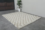 5.9 X 7.5 FT Moroccan Checkered Rug - Beige and Ivory Wool Rug