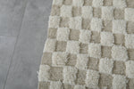 5.9 X 7.5 FT Moroccan Checkered Rug - Beige and Ivory Wool Rug