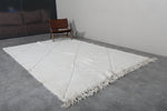 Elegant Moroccan Rug 6.7 X 9.8 FT - Ivory Diamond Design with Fringed Edges