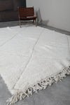 Elegant Moroccan Rug 6.7 X 9.8 FT - Ivory Diamond Design with Fringed Edges