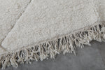 Elegant Moroccan Rug 6.7 X 9.8 FT - Ivory Diamond Design with Fringed Edges