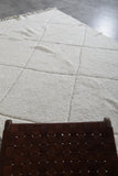 Elegant Moroccan Rug 6.7 X 9.8 FT - Ivory Diamond Design with Fringed Edges