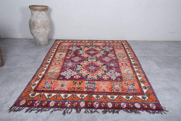 Vibrant boujaad Moroccan rug - Unique tribal patterns 6.3 x 9 Feet