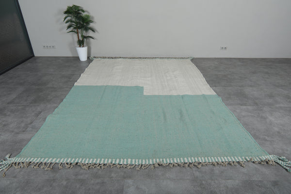 7.6 X 10.4 FT Moroccan minimalist wool rug - Ivory and sage