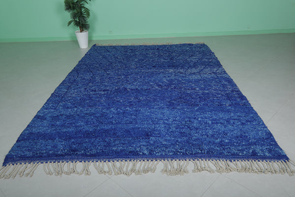 Deep blue Moroccan rug – 7.7 x 10.8 FT – Plush texture and rich color