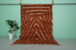 Rust and Cream Moroccan Rug – Geometric Pattern (6.5 x 9.5 ft)