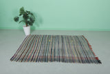 Handwoven Kilim 4.4 FT x 6.5 FT – Authentic Moroccan Wool Rug
