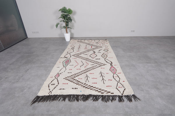 Vintage Moroccan beni ourain carpet – 4.9 FT X 9 FT | Authentic tribal design