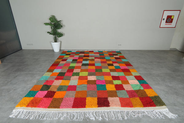 Handmade multicolor checkered Moroccan rug - 8.3 ft x 10.9 ft