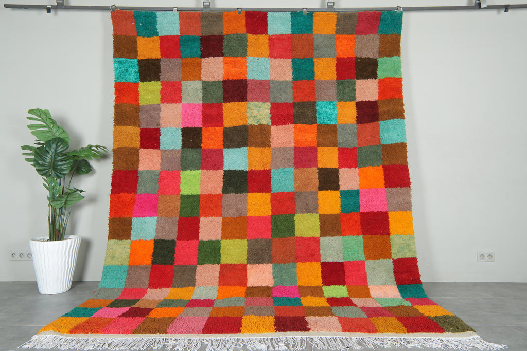 Handmade multicolor checkered Moroccan rug - 8.3 ft x 10.9 ft