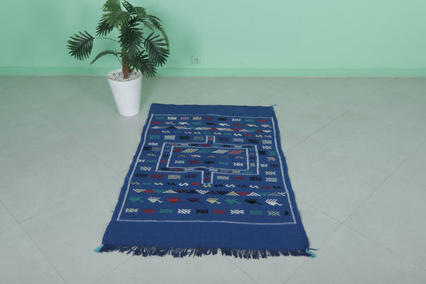 Handwoven kilim 3.2 FT x 4.8 FT – Authentic Moroccan wool rug