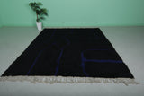 8.2 x 10.8 FT Moroccan Black Rug with Subtle Blue Lines – Modern Geometric Design