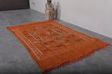 Orange Berber Moroccan Handwoven Rug – 3 FT x 4.9 FT | Artisan Crafted Accent Rug