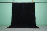 8.2 x 10.8 FT Moroccan Black Rug with Subtle Blue Lines – Modern Geometric Design