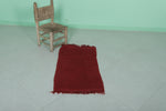 Small Red Moroccan Berber Rug 1.7 FT X 3.2 FT | Cozy Handmade Decor