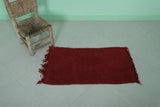 Small Red Moroccan Berber Rug 1.7 FT X 3.2 FT | Cozy Handmade Decor