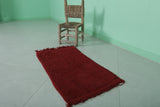 Small Red Moroccan Berber Rug 1.7 FT X 3.2 FT | Cozy Handmade Decor