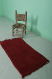 Small Red Moroccan Berber Rug 1.7 FT X 3.2 FT | Cozy Handmade Decor