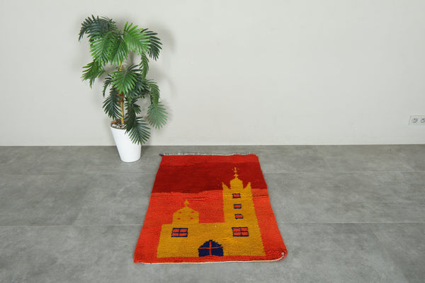 Geometric Moroccan rug - 2.6 ft x 3.9 ft - Handwoven wool rug