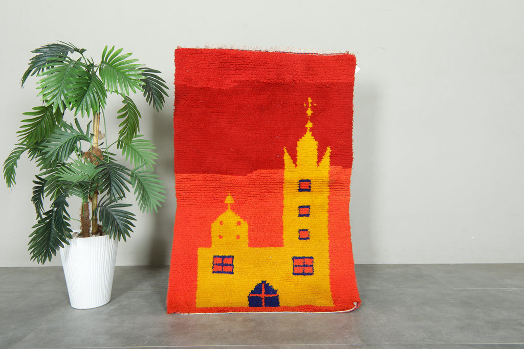 Geometric Moroccan rug - 2.6 ft x 3.9 ft - Handwoven wool rug