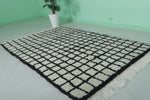 Handmade Moroccan Berber Rug - Bold Grid Pattern 4.6 x 7.1 ft