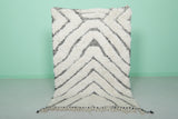 Small White Moroccan Rug with Chevron Stripes | 3.3 x 4.9 ft