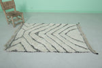 Small White Moroccan Rug with Chevron Stripes | 3.3 x 4.9 ft