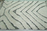 Small White Moroccan Rug with Chevron Stripes | 3.3 x 4.9 ft