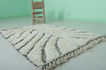 Small White Moroccan Rug with Chevron Stripes | 3.3 x 4.9 ft