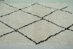 3.1 x 5 ft Moroccan Wool Rug – Black Diamond Pattern Ivory Shag