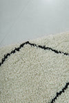 3.1 x 5 ft Moroccan Wool Rug – Black Diamond Pattern Ivory Shag