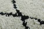 3.1 x 5 ft Moroccan Wool Rug – Black Diamond Pattern Ivory Shag