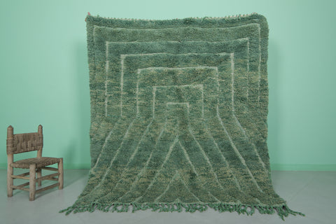 Green Moroccan wool rug 5.8ft x 6.6 ft