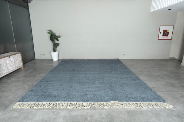 Minimalist blue Moroccan rug - Handmade carpet - 9.1 ft x 12.2 ft