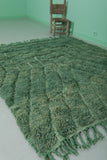 Green Moroccan wool rug 5.8ft x 6.6 ft