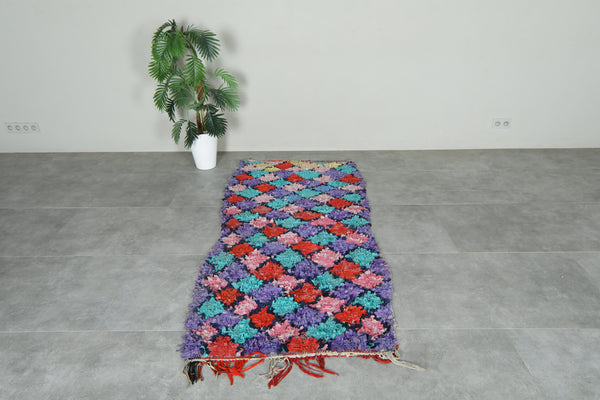 Geometric Moroccan rug - 3.3 ft x 7.2 ft - Multicolor wool rug
