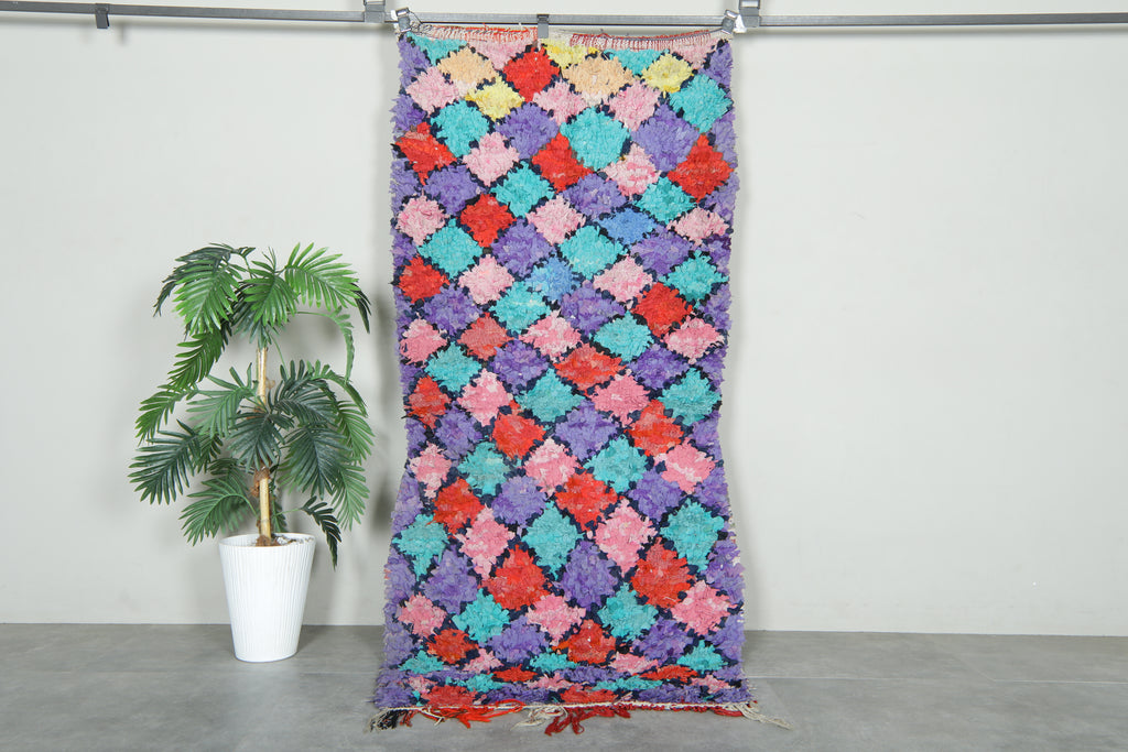 Geometric Moroccan rug - 3.3 ft x 7.2 ft - Multicolor wool rug