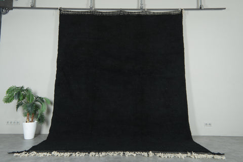 Handmade Black Wool Rug - Minimalist Solid Design - Moroccan Custom Rug