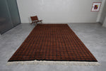 Large Moroccan Rug 8.4 x 14.2 Ft Rich Brown and Black Grid Design | Modern Boho Decor