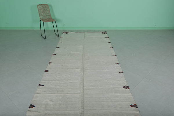 Handwoven kilim 4.6 FT x 14.5 FT – Moroccan wool runner rug with traditional patterns