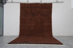 Large Moroccan Rug 8.4 x 14.2 Ft Rich Brown and Black Grid Design | Modern Boho Decor