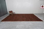 Large Moroccan Rug 8.4 x 14.2 Ft Rich Brown and Black Grid Design | Modern Boho Decor