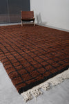 Large Moroccan Rug 8.4 x 14.2 Ft Rich Brown and Black Grid Design | Modern Boho Decor